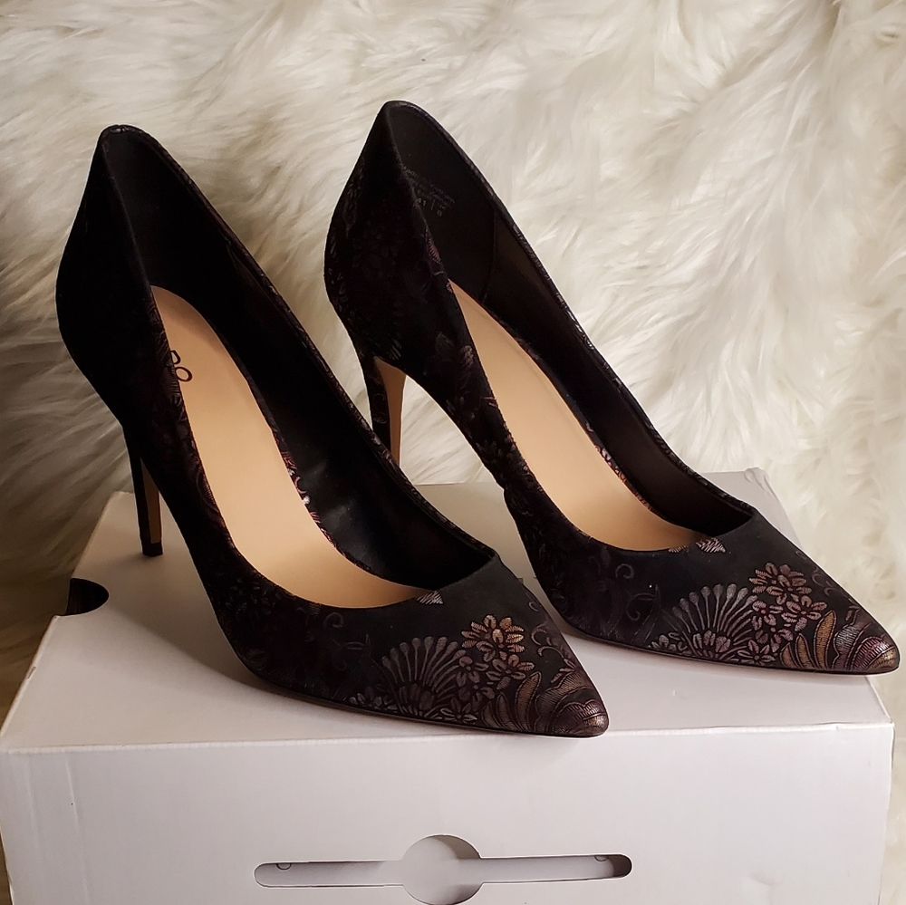 Aldo Uloaviel Black Floral Pumps - size 10 - Picture 3 of 11